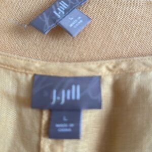 Yellow mustard colored linen dress with short cardigan